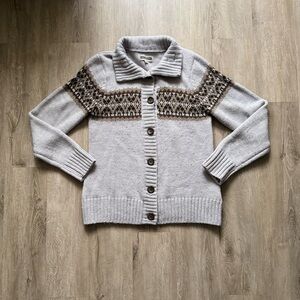Women Wool Blend Fair isle cardigan with Toggle